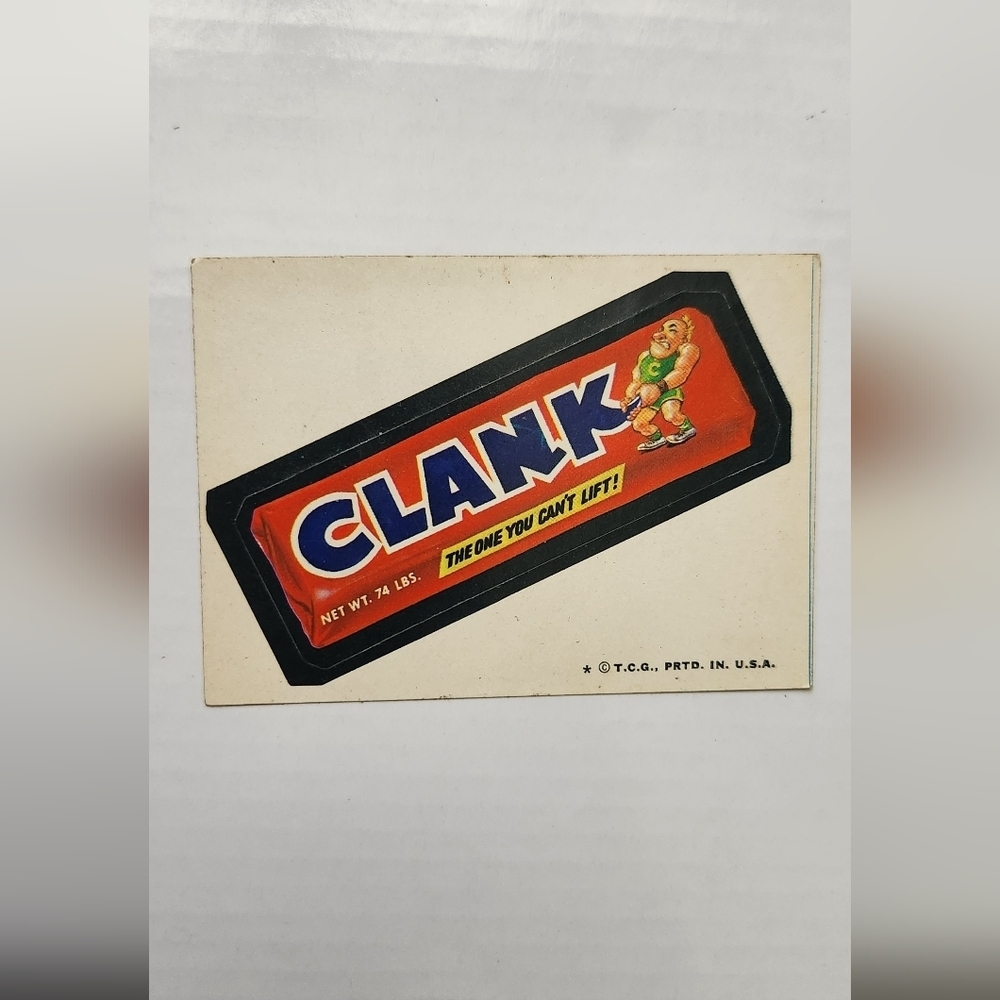 🏋 Vintage 1973 Wacky Packages Sticker - "Clank"  Candy Clark Bark Trading Card✨ - Picture 2 of 14